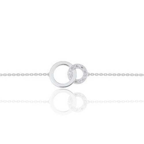 Bracelet or blanc et diamant 0.032 carat double anneau